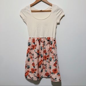 Charlotte Russe White and Pink Floral Scoop Dress